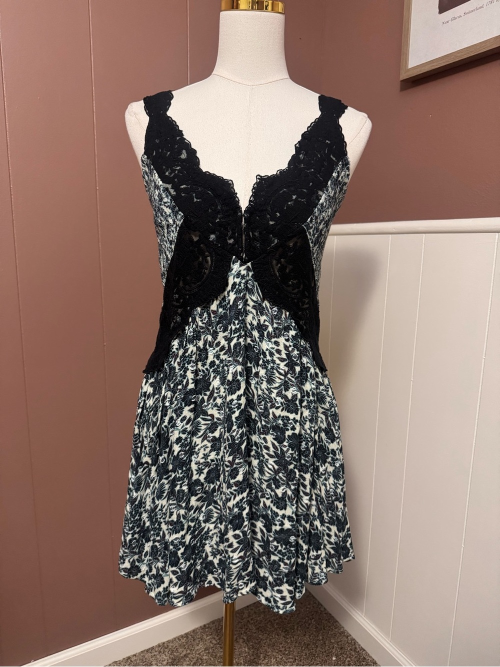 Free People Intimately Floral and Lace Mini Dress NWT